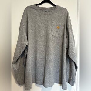 Carhartt Men’s Sz:XXL Relaxed Fit Long Sleeve Gray Top Logo Patch Pocket.